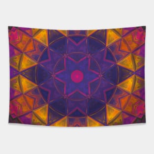 Mosaic Kaleidoscope Flower Purple Yellow and Pink Tapestry