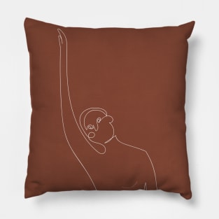 Line Art Woman Body, Earthy Tone Pillow