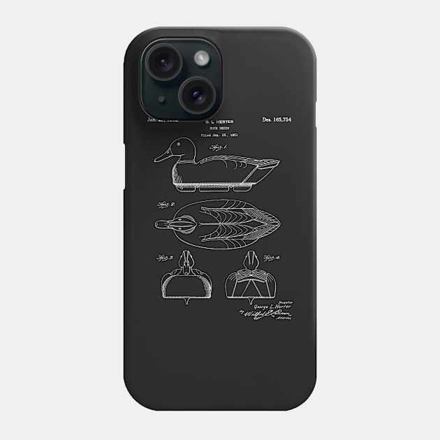 Duck Decoy Patent - Hunter Outdoorsman Art - Black Chalkboard Phone Case by patentpress