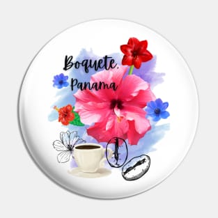 Boquete Panama Flowers and Coffee Pin