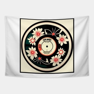 Vintage Retro Aesthetic Flowers Vinyl Record Tapestry