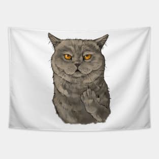 Cat middle finger Tapestry