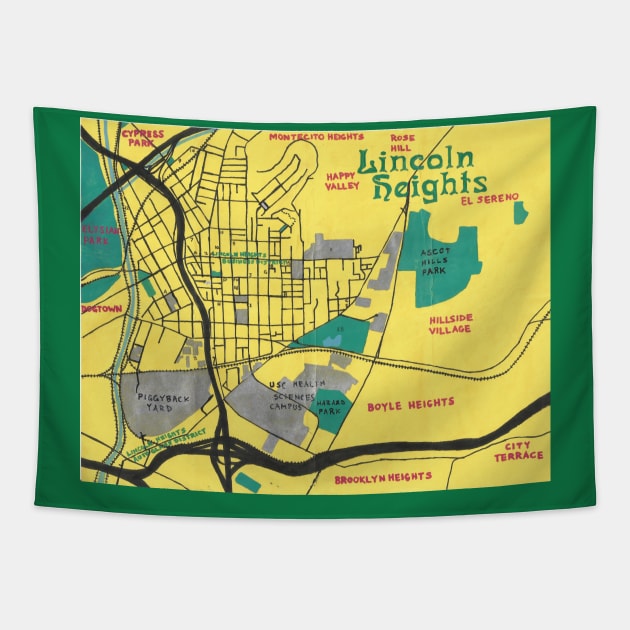 Lincoln Heights Walking Tour Tapestry by PendersleighAndSonsCartography