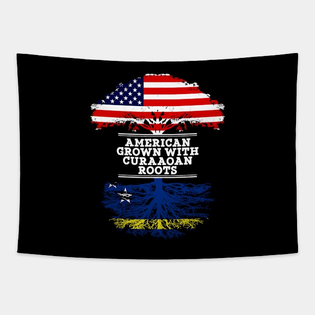 American Grown With Curaaoan Roots - Gift for Curaaoan From Curacao Tapestry by Country Flags