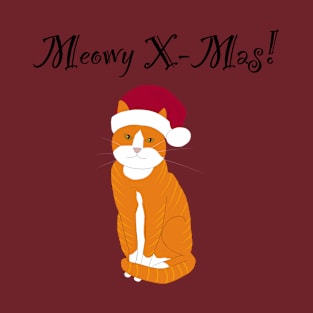 meowy X-mas santa hat - orange tabby T-Shirt