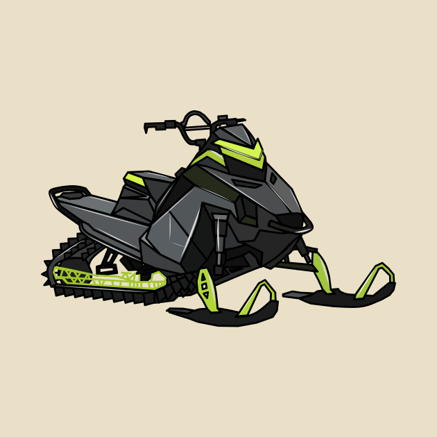 Snowmobile cartoon illustration by Miss Cartoon