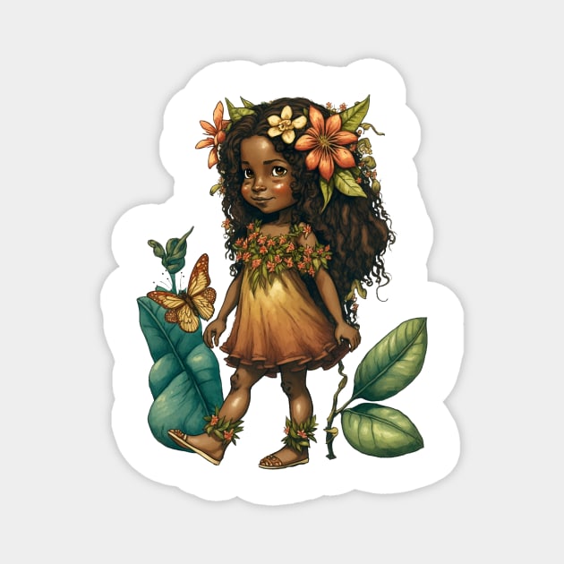 Tropical Flower Fairy Girl Cute Hawaii Cicely Mary Barker Magnet by peachycrossing