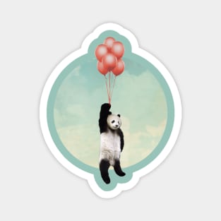 Pandaloons - Panda Bear floating with red balloons Magnet