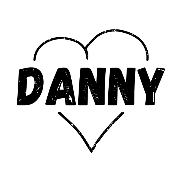 Danny Name Inside Vintage Heart, Danny for Valentines Day by Liquids