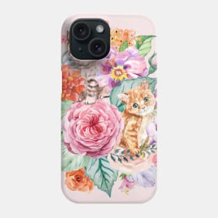 Kittens in flowers I Phone Case