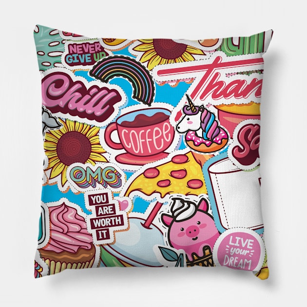 Stickers Pillow by ivaostrogonac