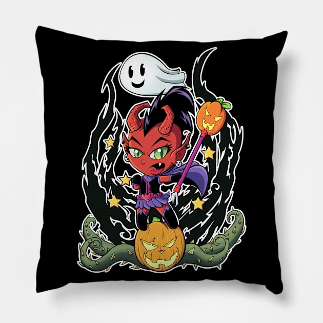 Magic Devil Girl Pillow by BackOfTheComicShopT