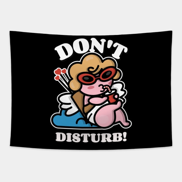 Don't Disturb Cupid Funny Valentines Day Anti Valentine Tapestry by TV Dinners