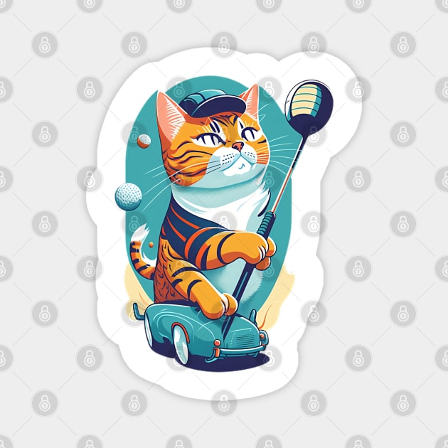 Feline Golfer: Carting to Victory! Magnet by zoocostudio