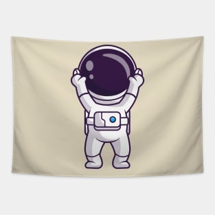 Cute Astronaut Raising Hand Cartoon Tapestry