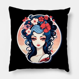 Geisha Illustration Pillow