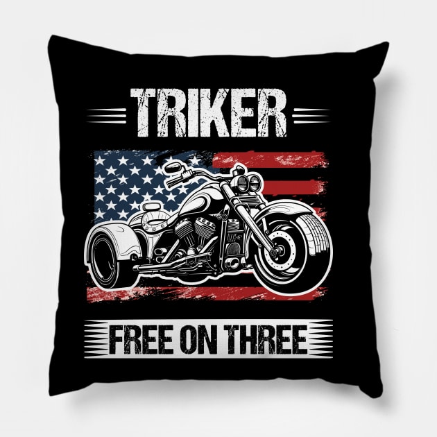 US Flag Trike Trikers Design Motorcycle Trikes Gift for Triker Pillow by stearman