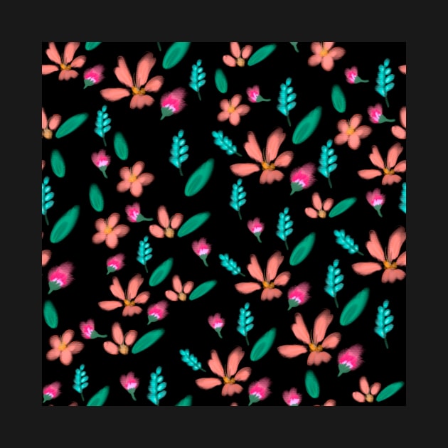 Beautiful Crayons Hand Drawn Flower Pattern Background Seamless by MichelMM