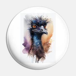 Emu bird art watercolor Pin