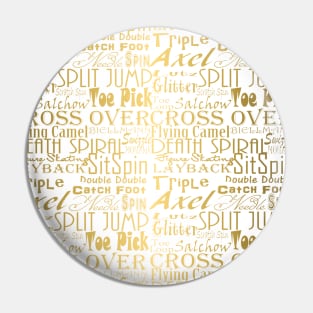 Figure Skating Subway Style Typographic Design Gold Foil Pin