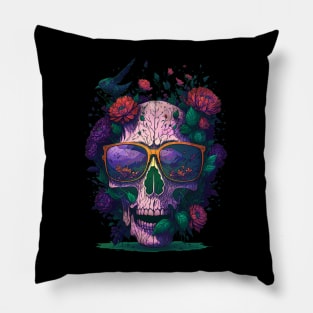 skull flowers Pillow