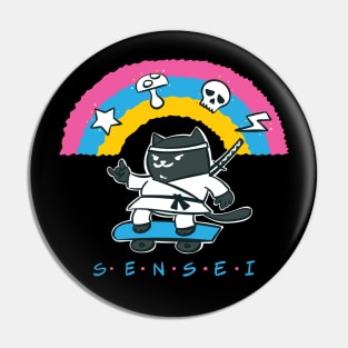 Very Cool Sensei Skater Cat Pin