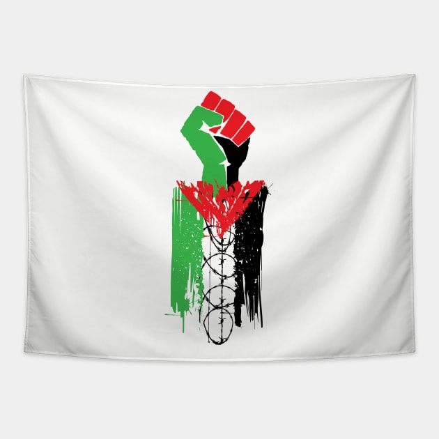 Palestinian Resistance - Free Palestine, Human Rights, Raised Fist, Anti Colonial, Anti Imperialist Tapestry by SpaceDogLaika