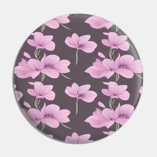 Pink flower pattern with dark grey background Pin