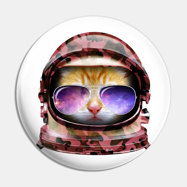 Kitty in Space Red Camo Edition Pin by tonydesign