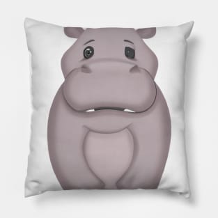 Cute Hippopotamus Drawing Pillow