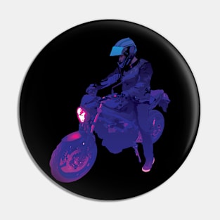 Biker riding a Suzuki SV650 Synthwave style Pin