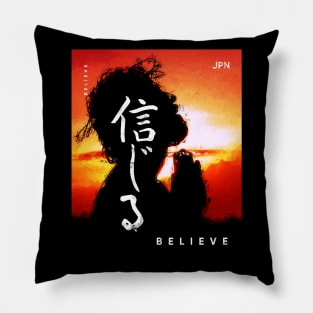 Japanese Aesthetic Graphic - Japan Tokyo Digital Paint Art - Believe Pillow