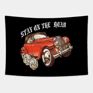 Car Vintage  Retro Stay On The Road Tapestry