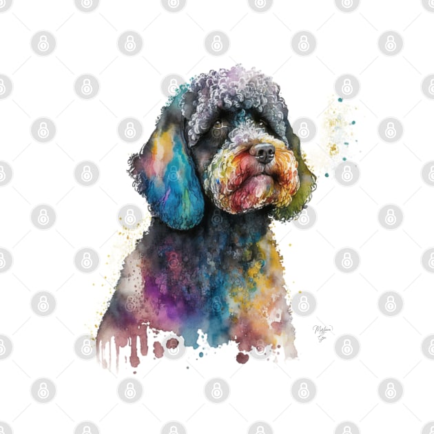 Barbet Dog In Watercolor & Pen by Oldetimemercan