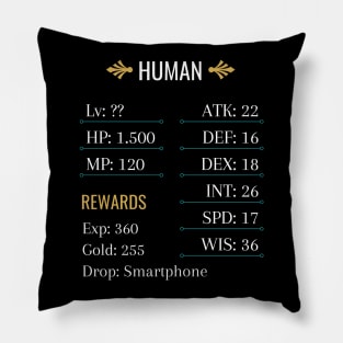 Jrpg rpg human gamer stats and drops Pillow