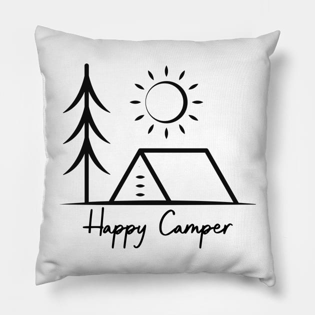 Happy Camper Pillow by Xtian Dela ✅