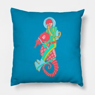 Riding the seahorse Pillow