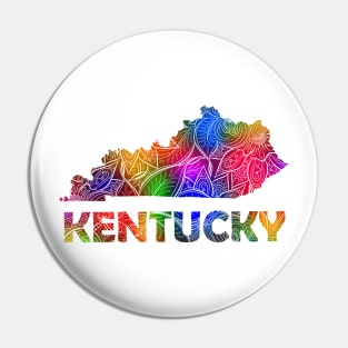 Colorful mandala art map of Kentucky with text in multicolor pattern Pin
