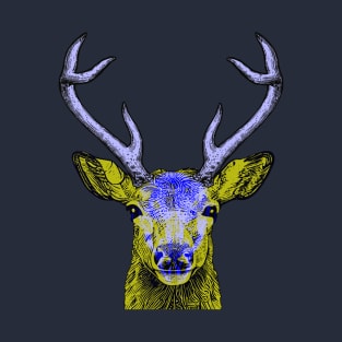 Deer Skull Interactive Yellow&Blue Filter T-Shirt #2 By Red&Blue T-Shirt