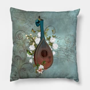 Wonderful elegant lute with flowers and celtic knot Pillow
