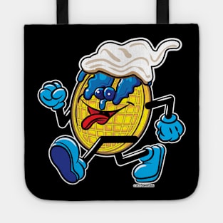 Blueberry Syrup, Blueberries and Whipped Cream Waffle Mascot strutting Tote