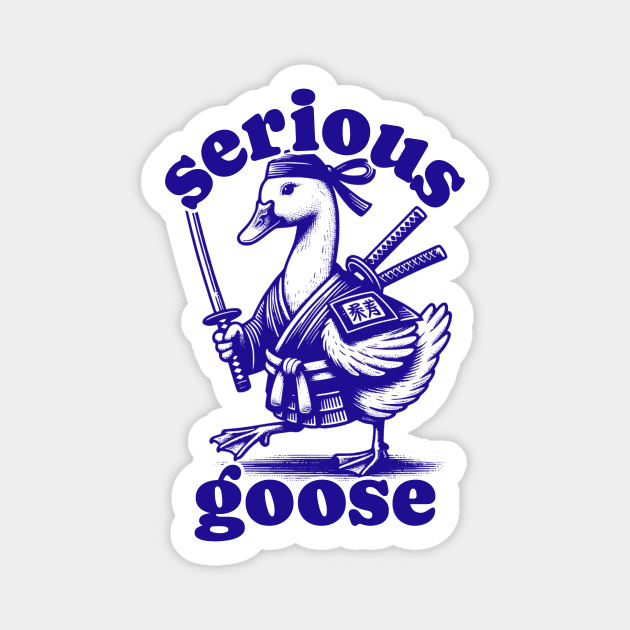 Vintage Serious Goose Design (Blue Variant) Magnet by Designed By Marty
