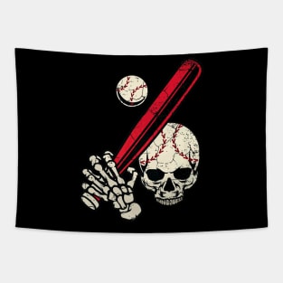 Baseball Skull Bat and Ball Tapestry