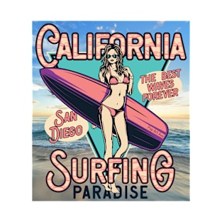 California Surfing Paradise Pop Art Ave T-Shirt