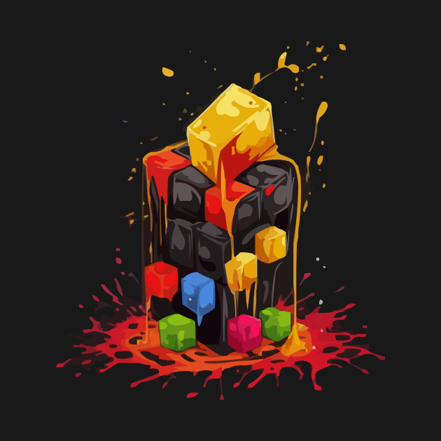 Rainbow Abstraction melted rubix cube by Pixy Official