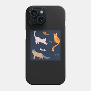 Cats Pattern on Navy Phone Case