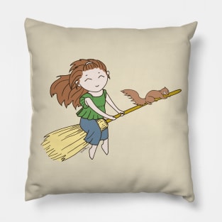 Broom Witch - by Jenn Atkins Pillow