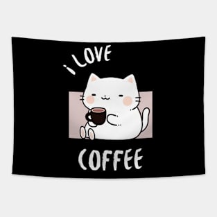 Coffee-Loving Cat Tapestry
