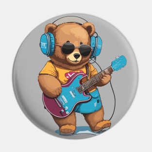 Teddy Bear Play Guitar Pin