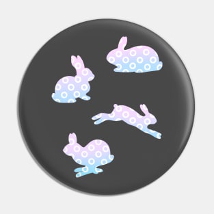 Pastel Easter Bunny Rabbit Retro Dotted Pattern Pin